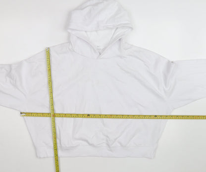 Marks and Spencer Men's White Pullover Hoodie L Lightweight Cotton Blend