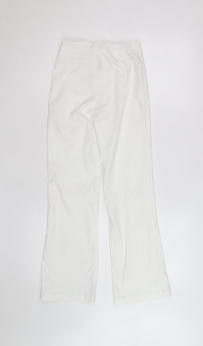 H&M Divided Women White XS Flared Trousers Cotton Blend