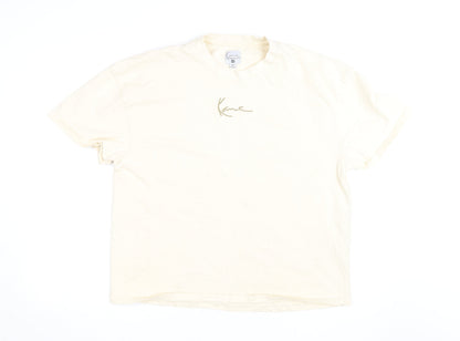 Karl Kani Men’s Beige Embroidered Logo Crew Neck Cotton T-Shirt M