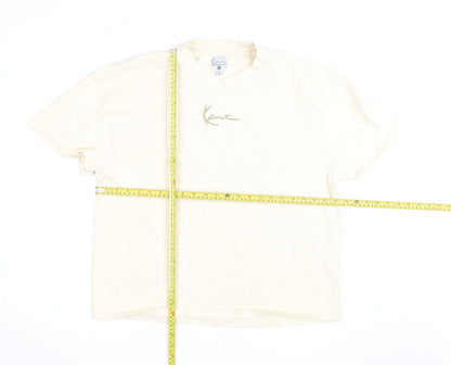 Karl Kani Men’s Beige Embroidered Logo Crew Neck Cotton T-Shirt M