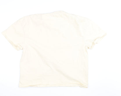 Karl Kani Men’s Beige Embroidered Logo Crew Neck Cotton T-Shirt M