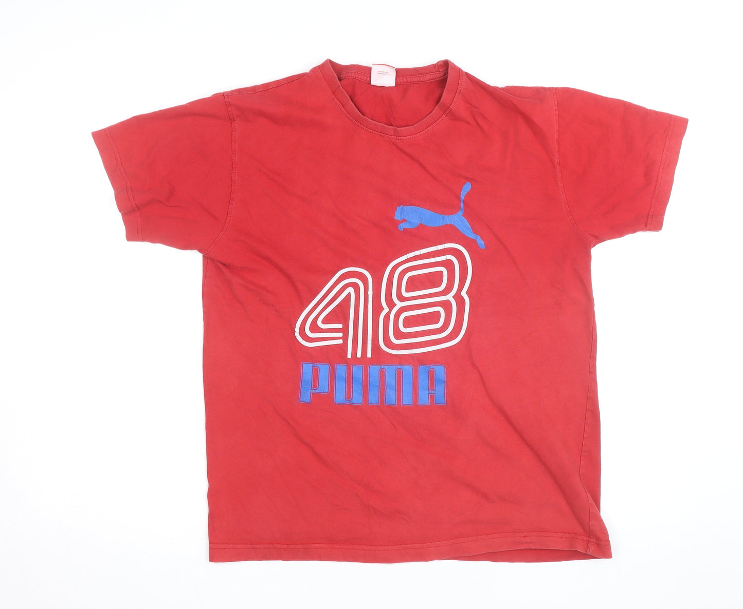 Puma Men’s Red Graphic Sports T-Shirt Size S Cotton Crew Neck