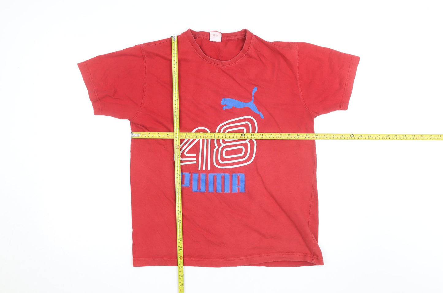 Puma Men’s Red Graphic Sports T-Shirt Size S Cotton Crew Neck