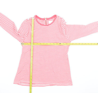 John Lewis Women’s Pink White Striped Cotton Long Sleeve T-Shirt Size 10