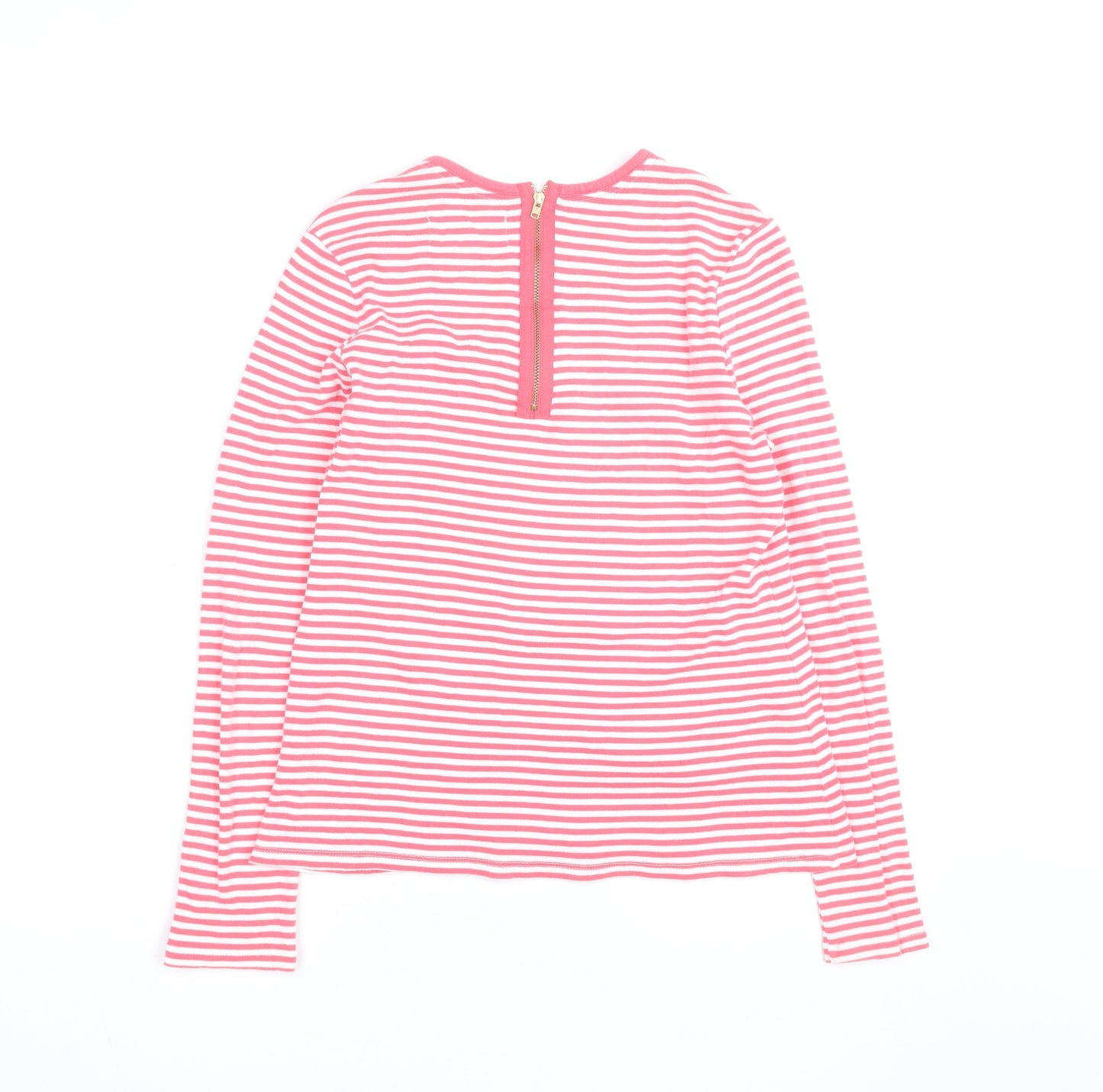 John Lewis Women’s Pink White Striped Cotton Long Sleeve T-Shirt Size 10