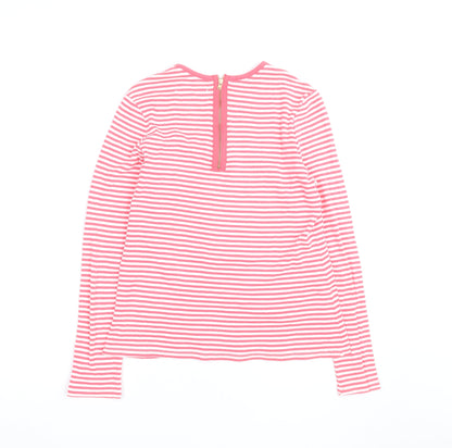 John Lewis Women’s Pink White Striped Cotton Long Sleeve T-Shirt Size 10