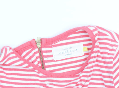John Lewis Women’s Pink White Striped Cotton Long Sleeve T-Shirt Size 10