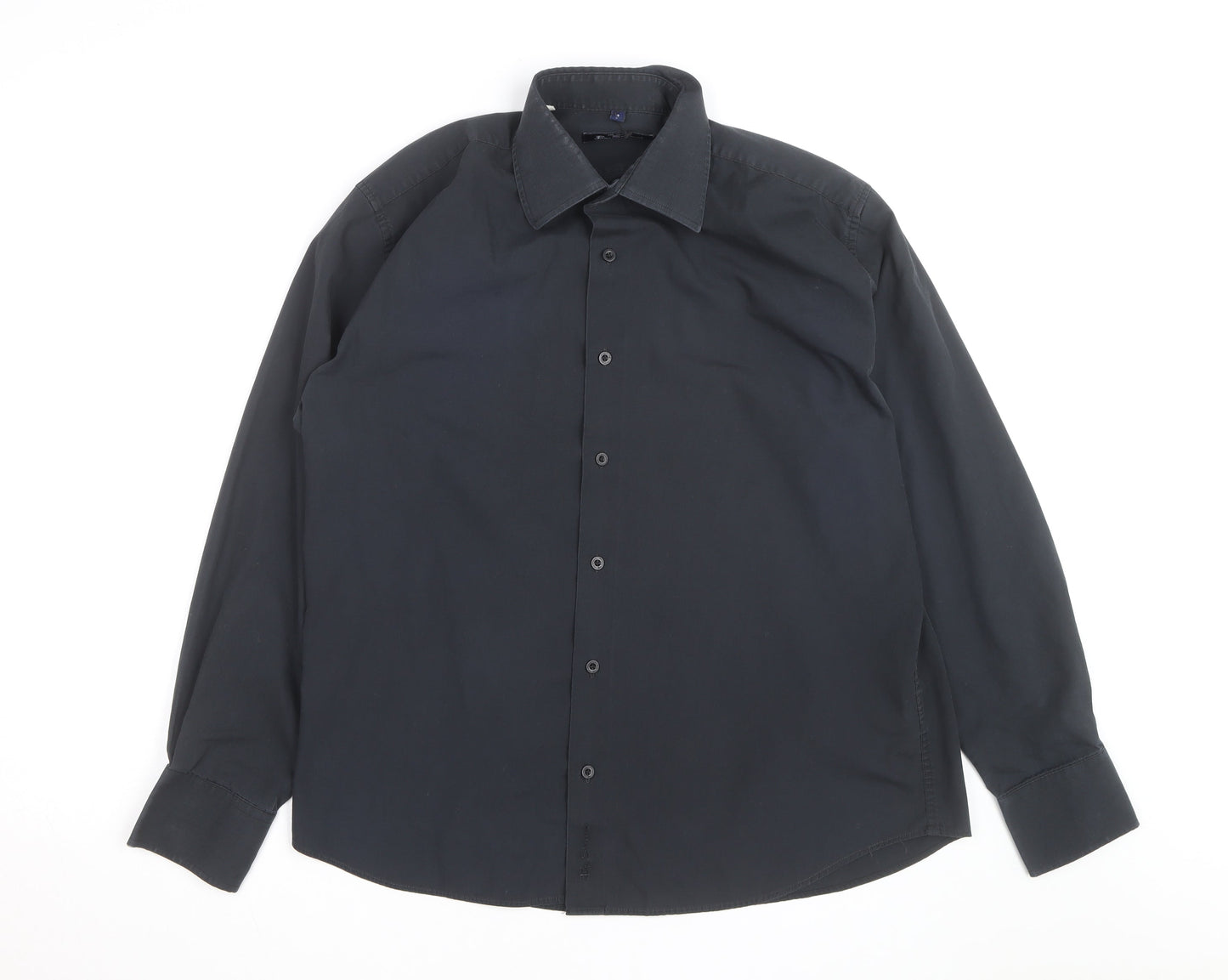 Ben Sherman Men's Black Long Sleeve Regular Fit Button-Up Shirt L