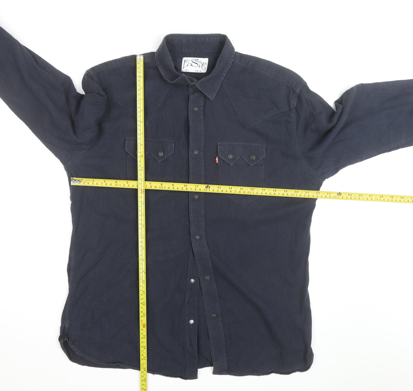 Levi Strauss Men Blue Corduroy Western Shirt XL Long Sleeve