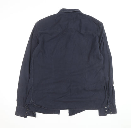 Levi Strauss Men Blue Corduroy Western Shirt XL Long Sleeve