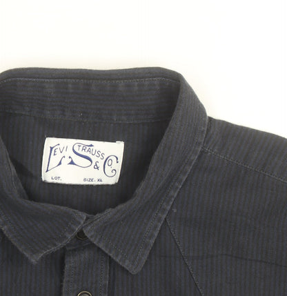 Levi Strauss Men Blue Corduroy Western Shirt XL Long Sleeve