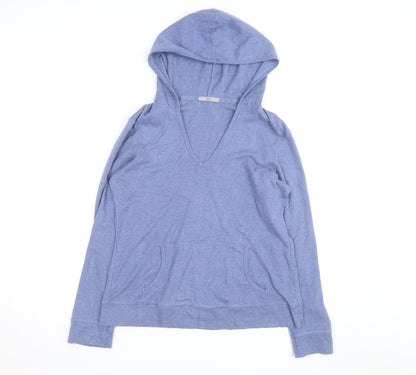 Marks and Spencer Women Blue Size 16 V-Neck Pullover Hoodie 100% Cotton