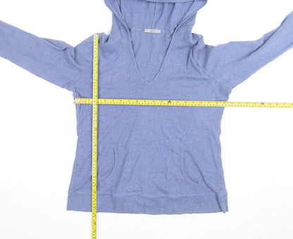 Marks and Spencer Women Blue Size 16 V-Neck Pullover Hoodie 100% Cotton