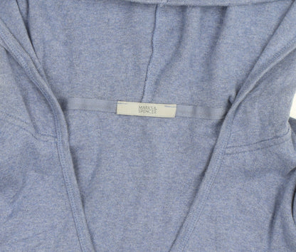 Marks and Spencer Women Blue Size 16 V-Neck Pullover Hoodie 100% Cotton