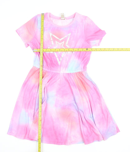 Morrisons Girls Multicoloured Tie Dye Star T-Shirt Dress 11-12 Years