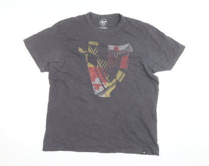 47 Brand Men’s Grey Guinness Graphic Print T-Shirt Size M Regular Fit