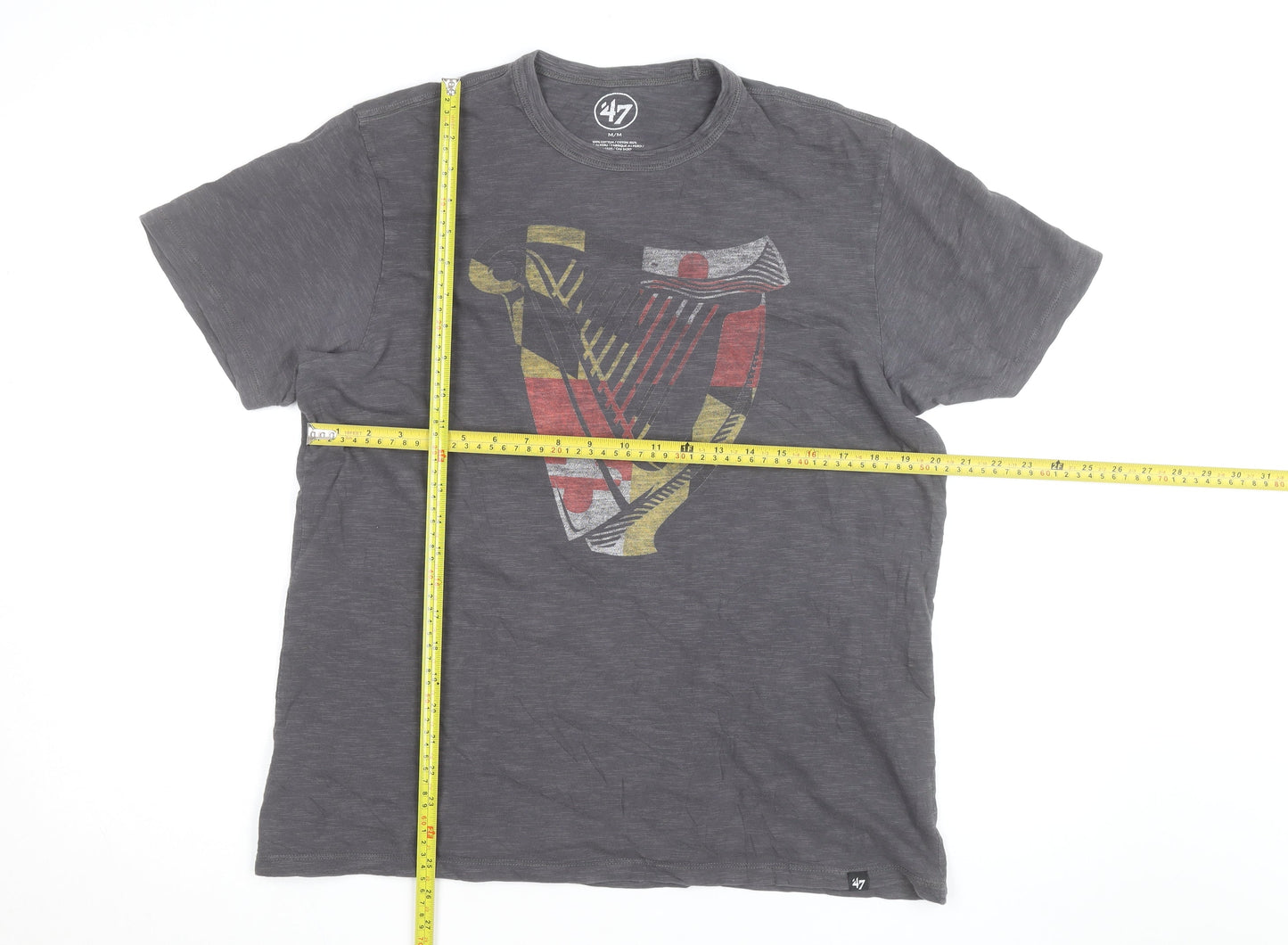 47 Brand Men’s Grey Guinness Graphic Print T-Shirt Size M Regular Fit