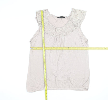 Dorothy Perkins Women’s Beige Lace Trim Sleeveless Camisole Top Size 18