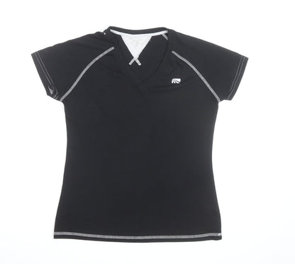 Trailtek Men's Black Short Sleeve V-Neck Sports T-Shirt Size M