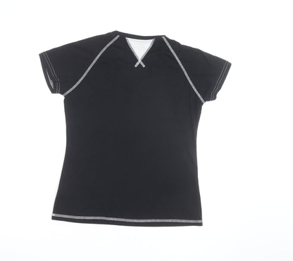 Trailtek Men's Black Short Sleeve V-Neck Sports T-Shirt Size M