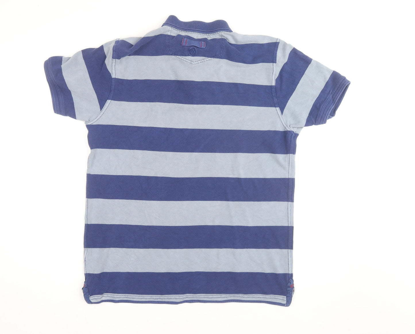 FatFace Men's Blue Striped Cotton Short Sleeve Polo Shirt Size M