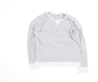 DKNY Men’s Grey Pullover Jumper Size S Crew Neck Logo Trim