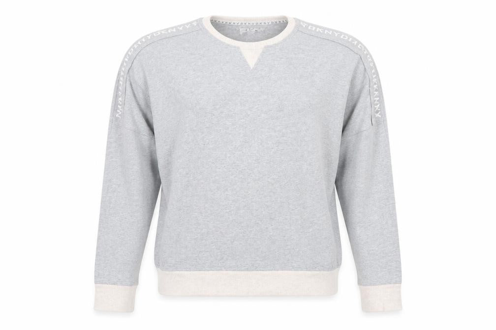 DKNY Men’s Grey Pullover Jumper Size S Crew Neck Logo Trim