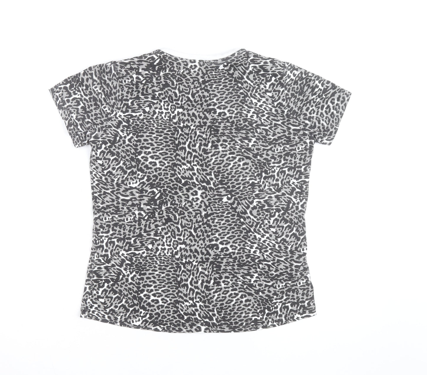 Von Dutch Womens Grey Animal Print Cotton T-Shirt Size 12