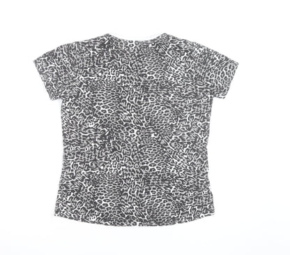Von Dutch Womens Grey Animal Print Cotton T-Shirt Size 12