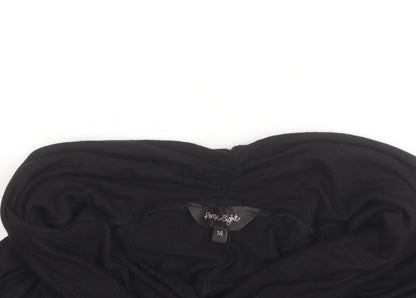Phase Eight Black Viscose Tunic Top Womens Size 14 Cowl Neck Long Sleeve