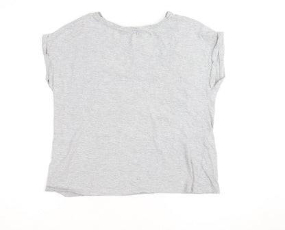 Dorothy Perkins Women's Grey Floral Embroidered T-Shirt Size 14