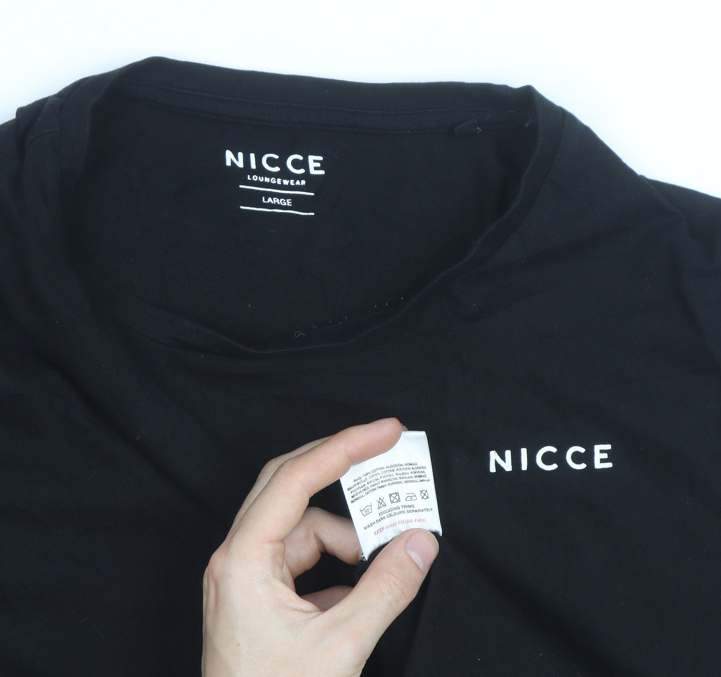 Nicce Men's Black Cotton Crew Neck Short Sleeve T-Shirt Large
