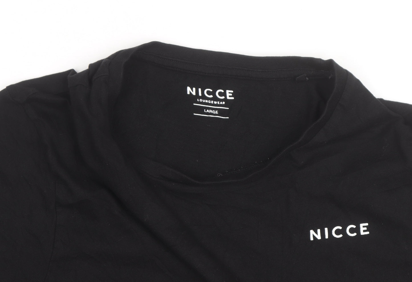 Nicce Men's Black Cotton Crew Neck Short Sleeve T-Shirt Large