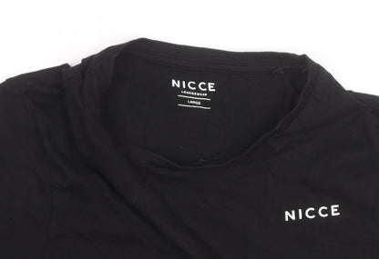 Nicce Men's Black Cotton Crew Neck Short Sleeve T-Shirt Large