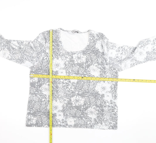 TIGI Wear Women's Grey Animal Floral Print Long Sleeve T-Shirt Size 18