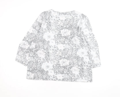 TIGI Wear Women's Grey Animal Floral Print Long Sleeve T-Shirt Size 18
