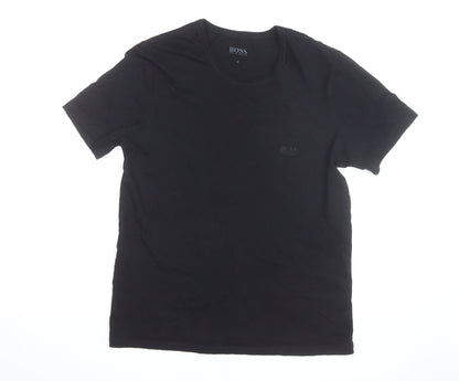 Hugo Boss Men's Black Cotton Crew Neck Short Sleeve T-Shirt M