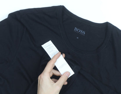 Hugo Boss Men's Black Cotton Crew Neck Short Sleeve T-Shirt M