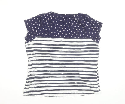 Peter Storm Women's Blue Striped Cotton Crew Neck T-Shirt Size 16