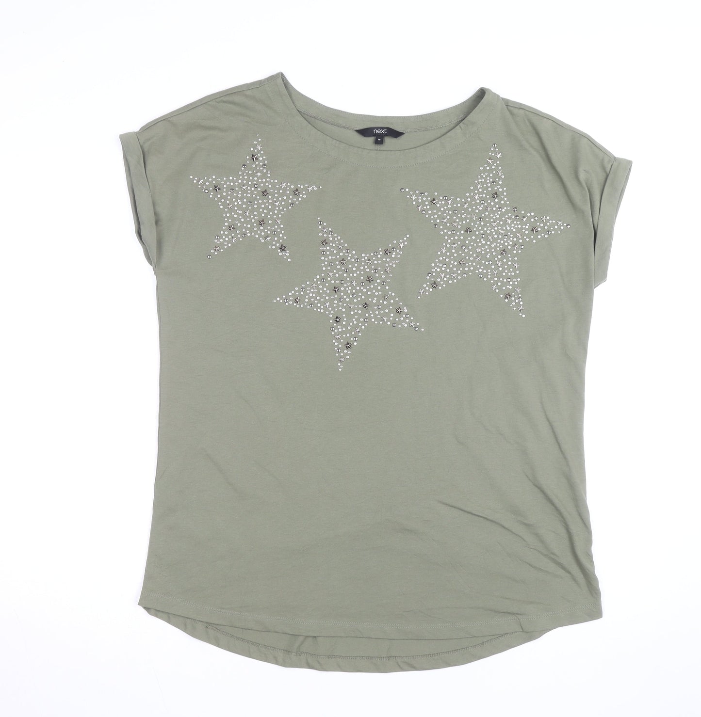 Next Women’s Green Star Studded T-Shirt Size 16 Short Sleeve