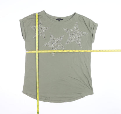 Next Women’s Green Star Studded T-Shirt Size 16 Short Sleeve
