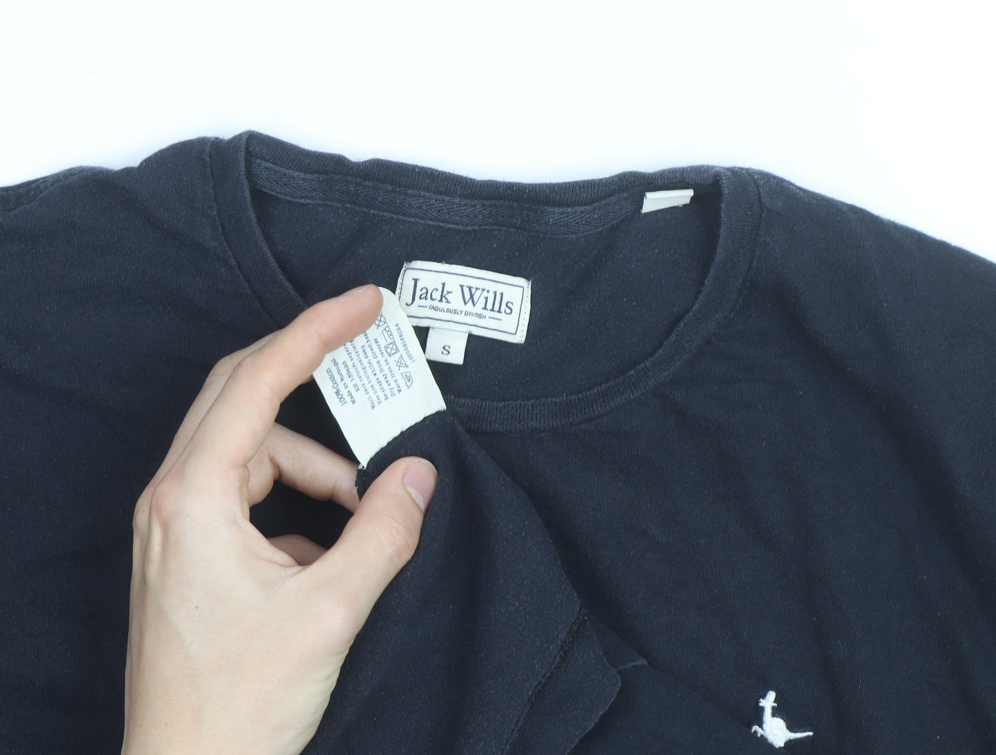 Jack Wills Men's Navy Cotton Long Sleeve Crew Neck Casual Top Size S