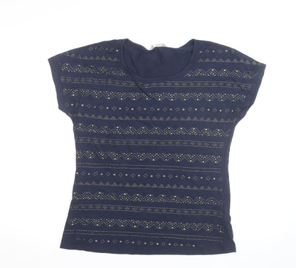 Marks and Spencer Women’s Blue Studded Cotton T-Shirt Size 12