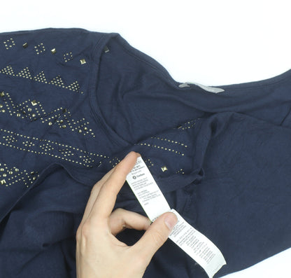 Marks and Spencer Women’s Blue Studded Cotton T-Shirt Size 12