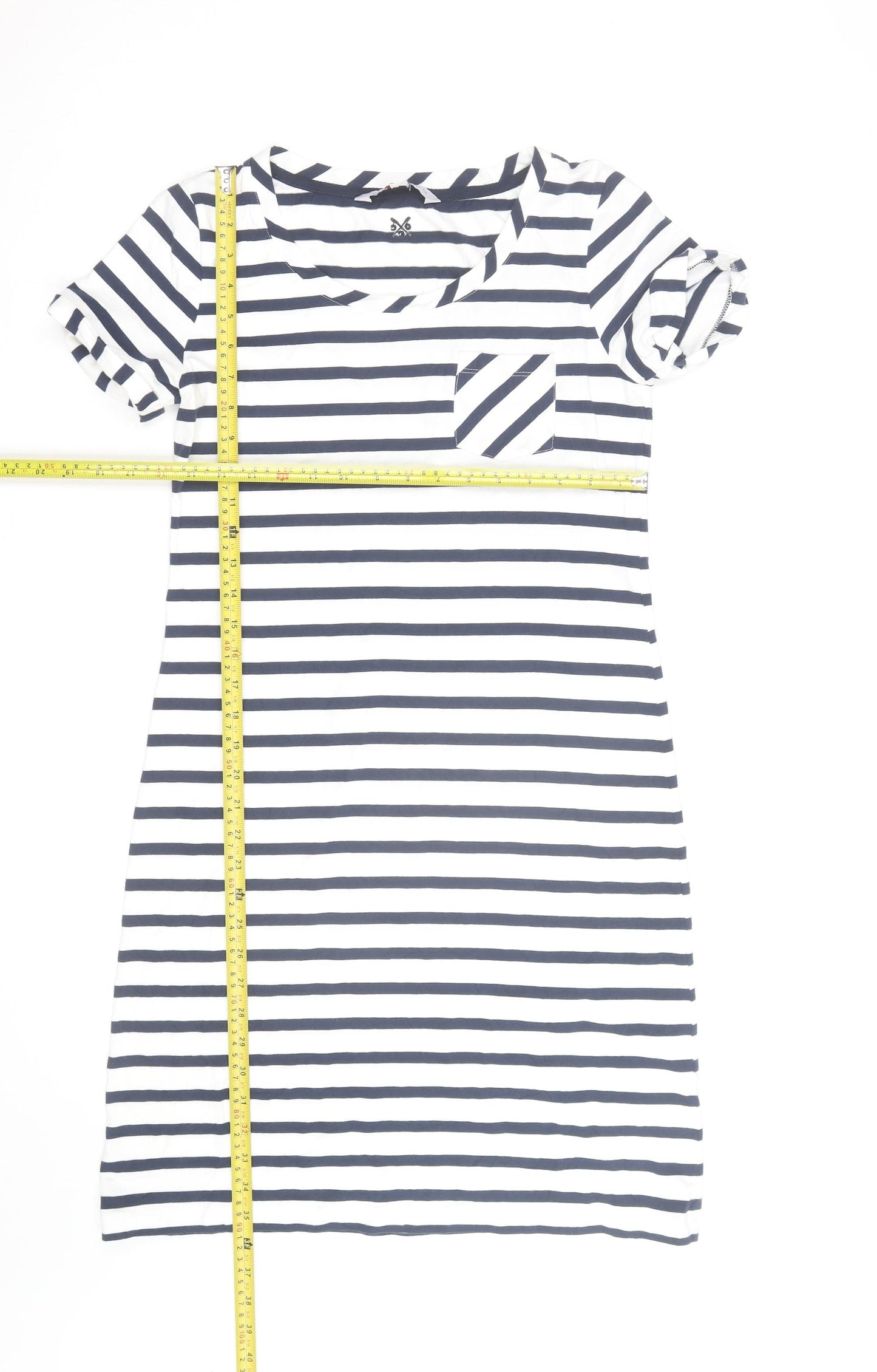 Crew Clothing Co. Women's Blue Striped T-Shirt Dress Size 10