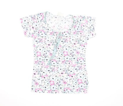 Vackrat Women's Multicoloured Floral Cotton Scoop Neck T-Shirt M