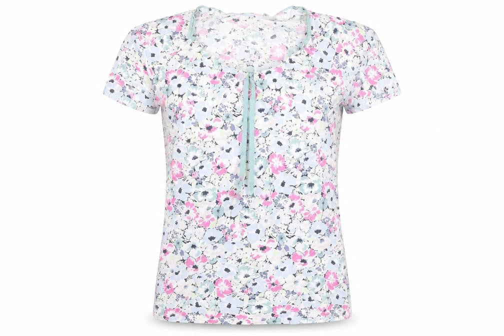 Vackrat Women's Multicoloured Floral Cotton Scoop Neck T-Shirt M