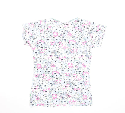 Vackrat Women's Multicoloured Floral Cotton Scoop Neck T-Shirt M