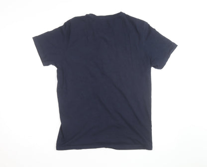 Jack & Jones Mens Blue Regular Fit Graphic Beach T-Shirt Size M