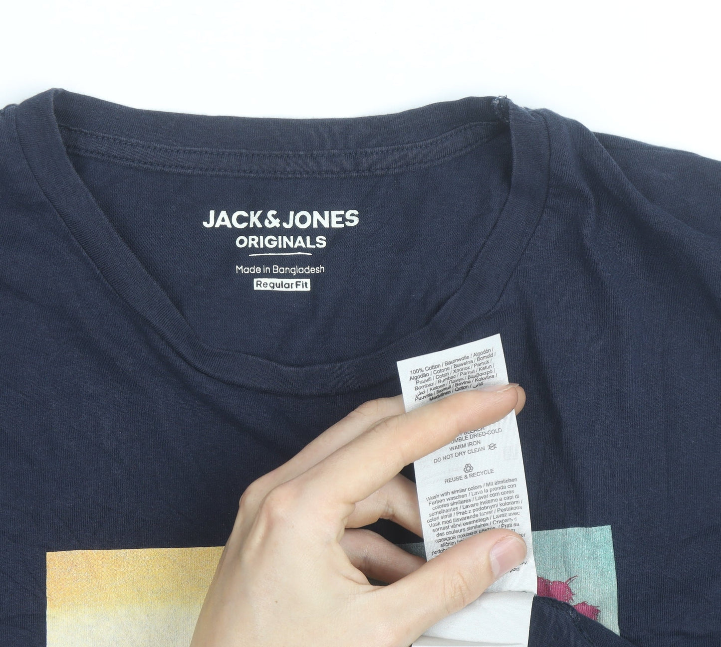 Jack & Jones Mens Blue Regular Fit Graphic Beach T-Shirt Size M